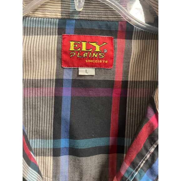 Ely Plains Cattleman Plaid Colorful Pearl Snap Western Shirt Rockabilly Cowboy - Picture 2 of 5